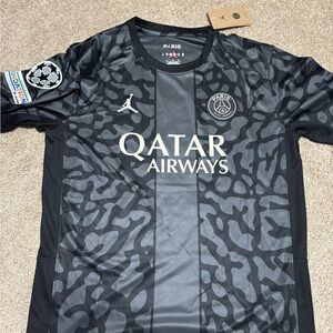 Jordan PSG Paris Saint Germain Black and Gray soccer Jersey Champions league